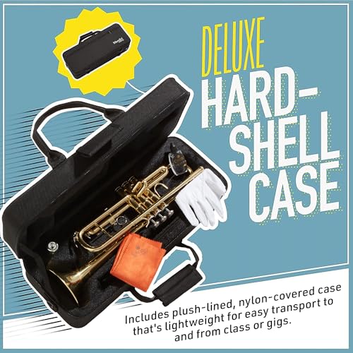 Image of Mendini By Cecilio Bb Standard Trumpet Set for Beginners - Golden