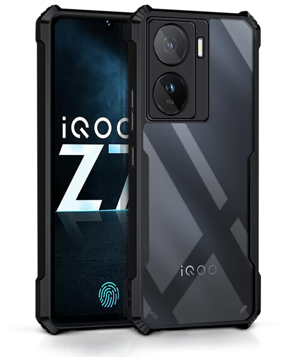 WOW IMAGINE Shock Proof Clear Back Case Mobile Cover for iQOO Z7 5G | iQOO Z7s 5G (Hard | Hybrid PC + TPU | Full Armour Device & Camera Protection | Black) (B0BZPVYNLH) Amazon Price History, Amazon Price Tracker