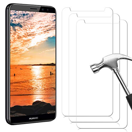 NONZERS Protector de Pantalla de Cristal blindado, 3 Unidades, para Huawei Mate 10 Lite, dureza 9H, antiaceite, antiarañazos, sin Burbujas, 0,33 mm, Transparente