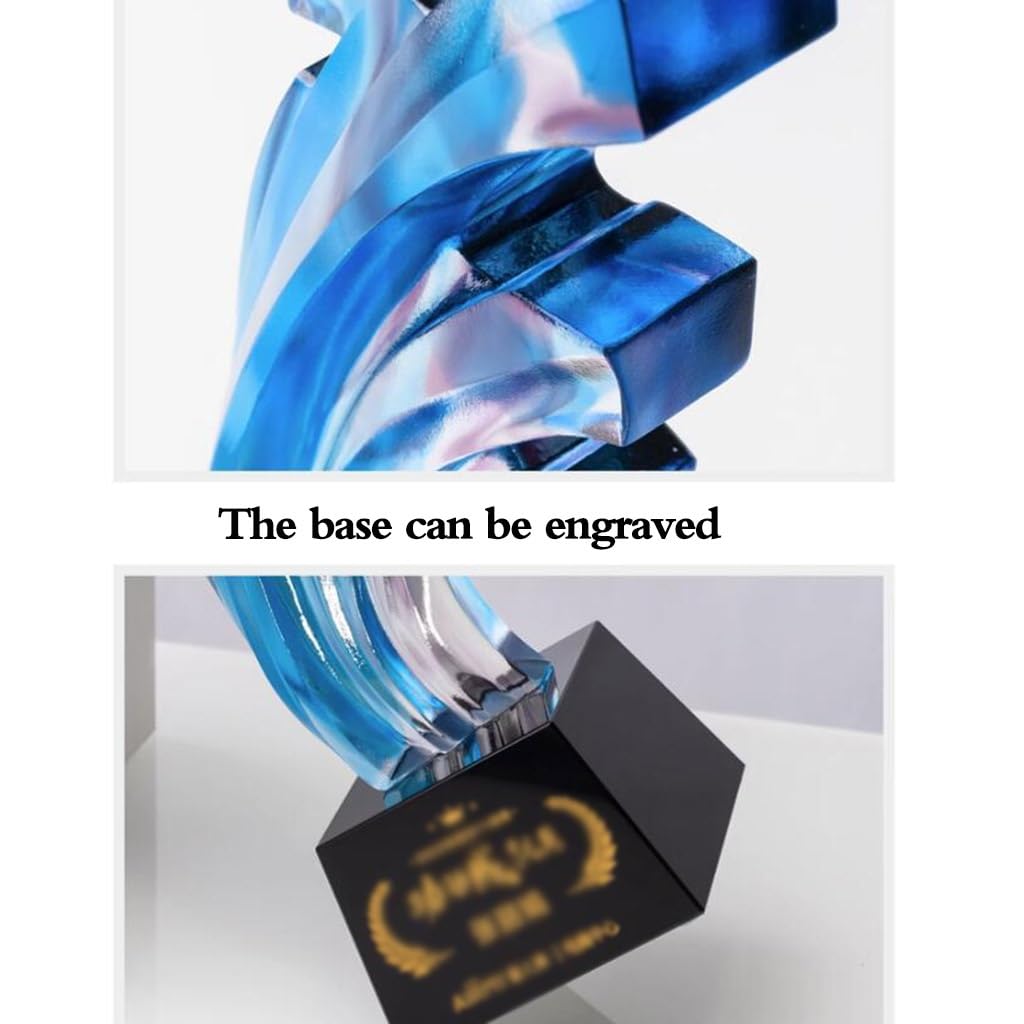 Trofei, medaglie e premi Bellissimo Trofeo in Vetro Blu Il Talent Show Mostra Il Trofeo del Primo Posto Trofeo del Torneo Complimenti Ornamenti Regalo