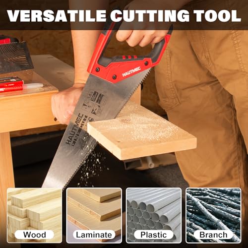 HAUTMEC 350MM Universal Hand Saw, 11 TPI Fine Cut Wood Saw with Hardened Triple-Ground Teeth & Bi-Material Ergonomic Handle, Compact Handsaw for Wood, Plastic, PVC, Laminate & Branch Cutting – HT0024 - Image 4