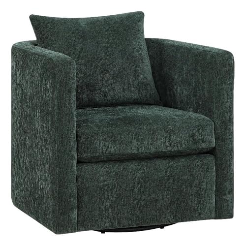 Sillón giratorio contemporáneo verde con tela suave miniatura 1