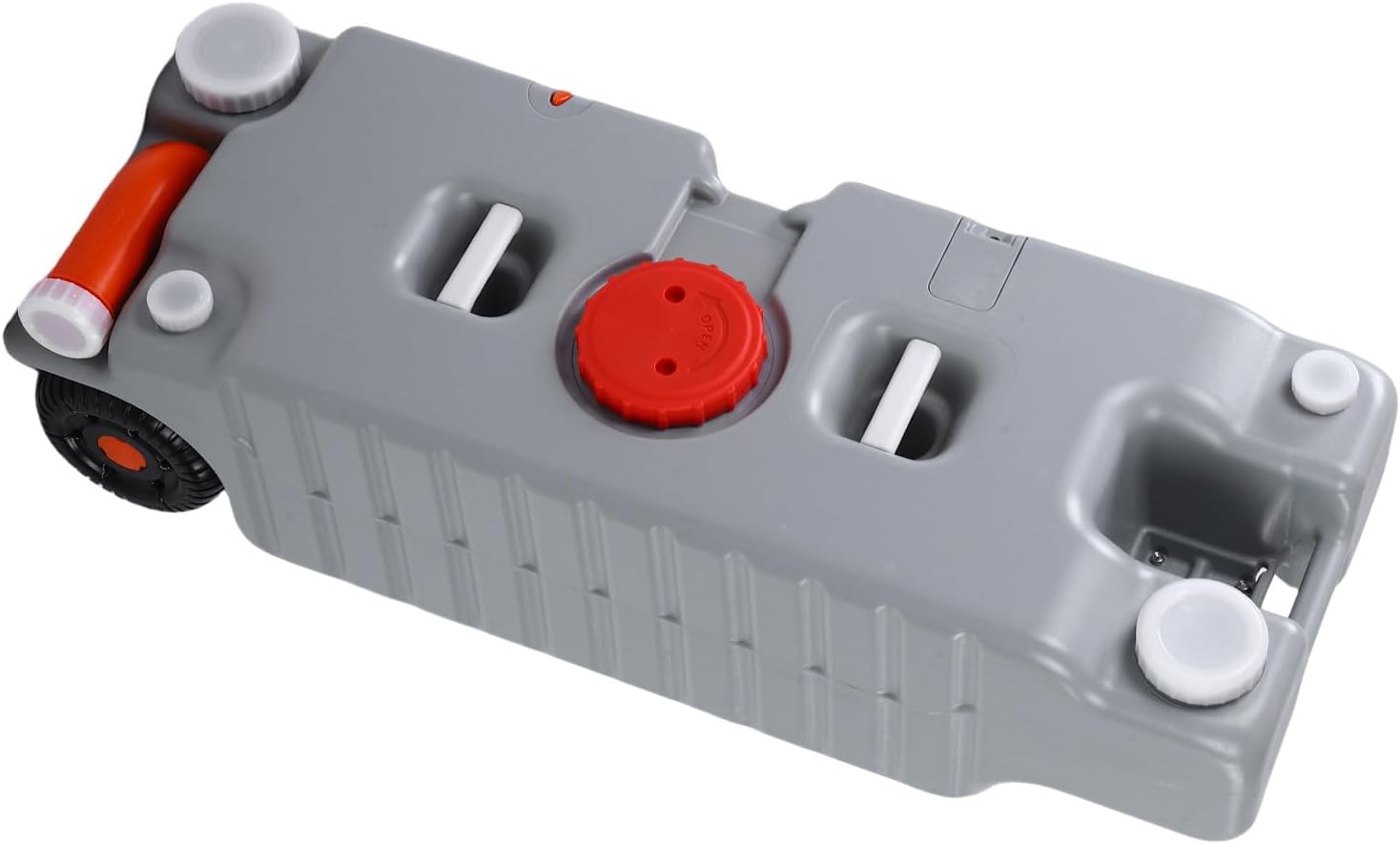 Asixxsix Water Holding Tank, 19.8 Gallon Portable Grey Water Tank with Multiple Outlets Liquid Level Indicator Large Wheels for RV Campers