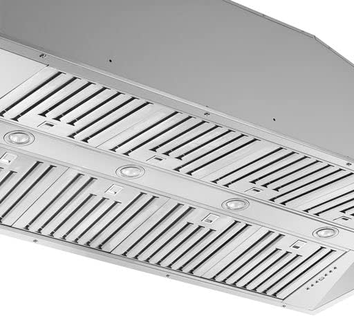 Forno Altilia 60" Inch. Built-in/Insert Range Hood with 1200 CFM Double Motor and 4 Speed Touch Control - Stainless Steel Kitchen Vent Hood with Baffle Style Filters and 2 Halogen Lights
