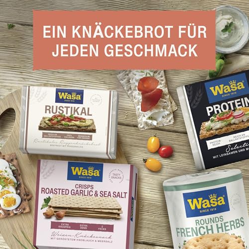 Wasa Tasty Snacks Crackers Sea Salt 5x180g | Knusprige Knäcke-Cracker mit Meersalz, leckerer Snack