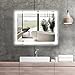 ROOMTEC 36 x 28 Inches LED Bathroom Mirror with Front and Backlit,Anti-Fog,3 Colors and Dimmable Light(Horizontal/Vertical),Silver