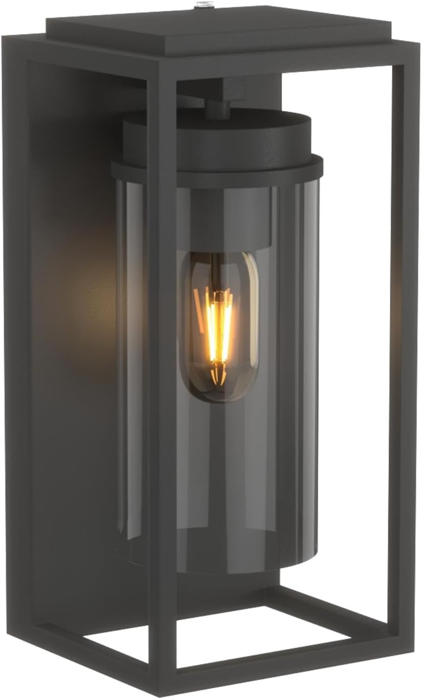 Maxax Dusk to Dawn Outdoor Wall Sconce, 12.4" Outside Wall Lights, Modern Black Wall Mount Light Fixture, Waterproof Exterior Lighting Fixtures for House, Porch, Garage