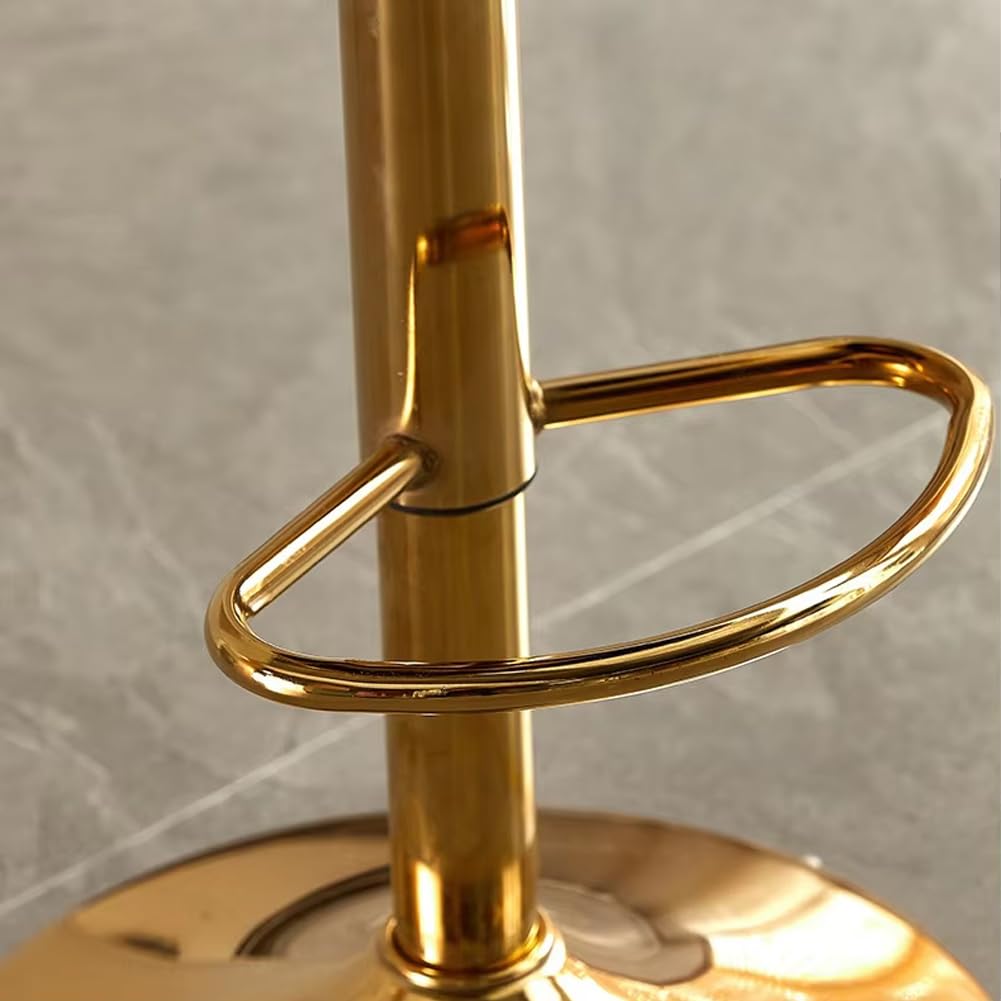 BAKAJI Set 2 Sgabelli da Cucina con Rivestimento in Velluto e Schienale Intrecciato e Altezza Regolabile, Sedie da Bar, Ristorante, Struttura Girevole in Oro con Poggiapiedi, Design Moderno (Grigio)