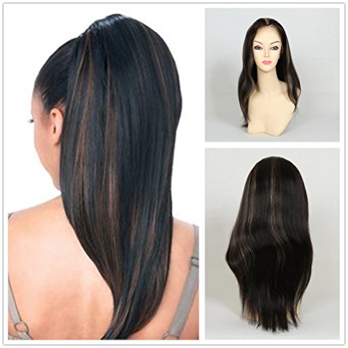 Wigsroyal Natural Looking Light Indian Yaki Full Lace Wig Best Remy Human Hair Wigs For African Americans 120% Density 16 Inches 1b/27# Highlights