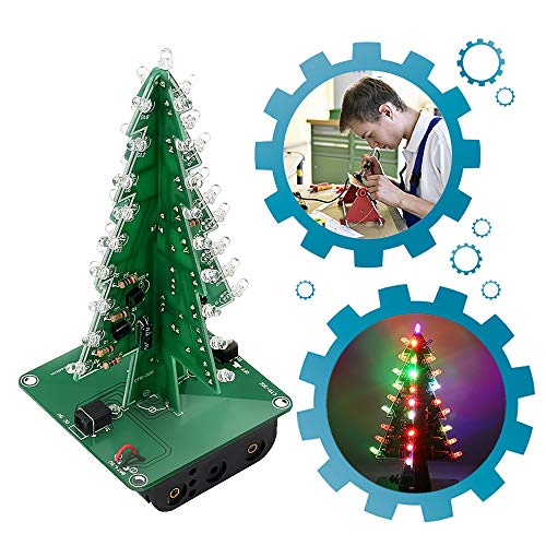IS ICStation DIY Soldering Practice, 3D Christmas Tree Electronic Assemble Kit, Circuit Solder