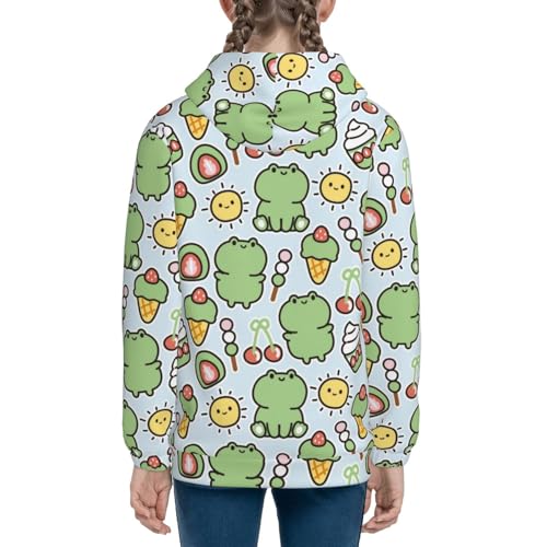 Cute Frog and Dessert Kid Hoodies Boys Zip Up Sweatshirts Girls Pullover with Pocket 5