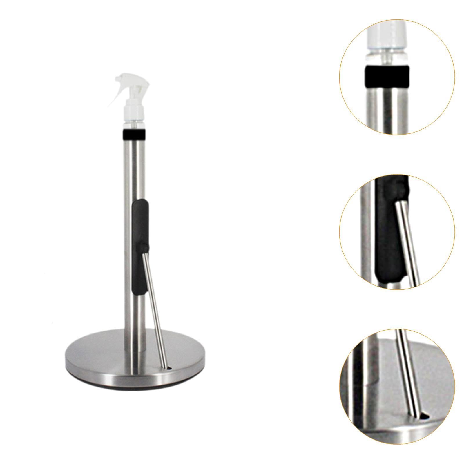 Porta de Cocina Soporte de Pie Organizador de Toallas de Papel Acero Inoxidable Antióxido con Botella Pulverizadora Funcional Adecuado para, Copa de Succión Plata, Individual