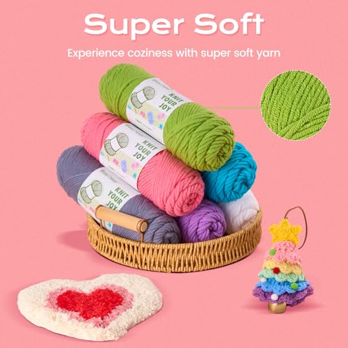 Image of Besgeer Whtie Yarn for Crocheting, Knitting, Tufting, Craft, 6 Pack of 100g /3.5oz Crochet Yarn, 4 Medium (Worsted), 654 Yards - 100% Acrylic (6 Colors：Green, Blue, Pink, Red, Gray, Purple)