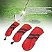 Headcover, PU Leather Head Covers fit for Drivers, Fairway Woods, and Hybrids Cover, 3 Wood Headcovers Head Covers with Rotatable Number Tags, Waterproof (red)