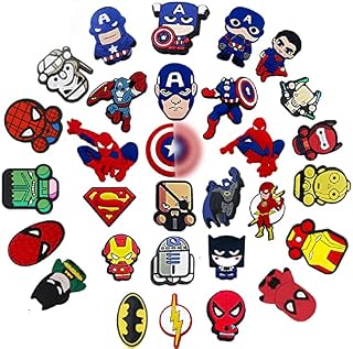EGEKTBH Shoe Charms, 30 Pcs Superhero Shoe Charms Decoration for Clog Charms and Wristband, Cute Clog Pins Accessories for Girls Women Kids and Men