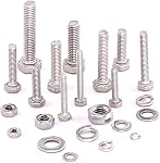 Glarks 665Pcs M3 M4 M5 M6 Stainless Steel Flat Hex Head Screws Bolts Nuts and Flat Gasket Spring Washers Assortment Set