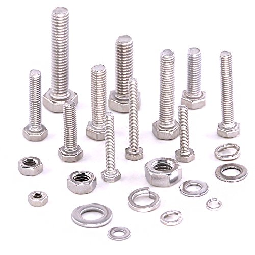 Glarks 665Pcs M3 M4 M5 M6 Stainless Steel Flat Hex Head Screws Bolts Nuts And Flat Gasket Spring Washers Assortment Set #TOP4