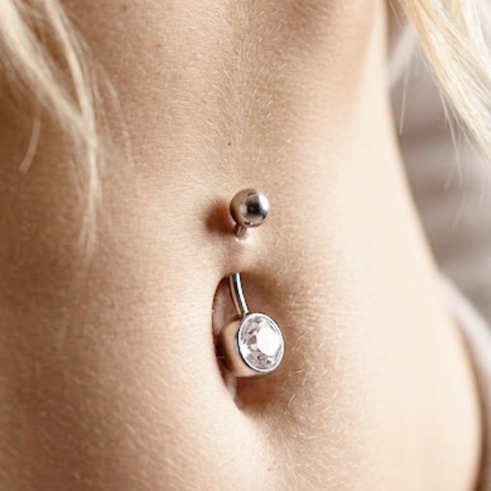 Via Mazzini 8mm Ball 316L Surgical Stainless Steel Belly Button Navel Ring for Women and Girls (BB0006) 1