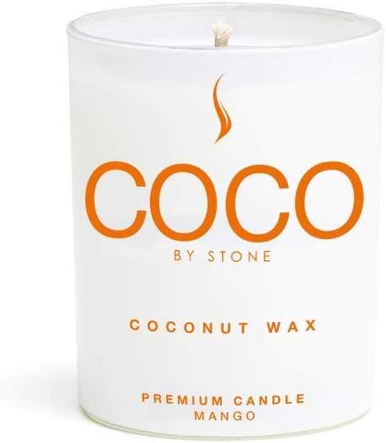 COCO by Stone All Natural Coconut Wax Candle, Mango, 11oz
