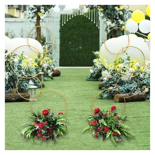 Support d'arc de mariage rond or avec cadre de fleurs d'exposition