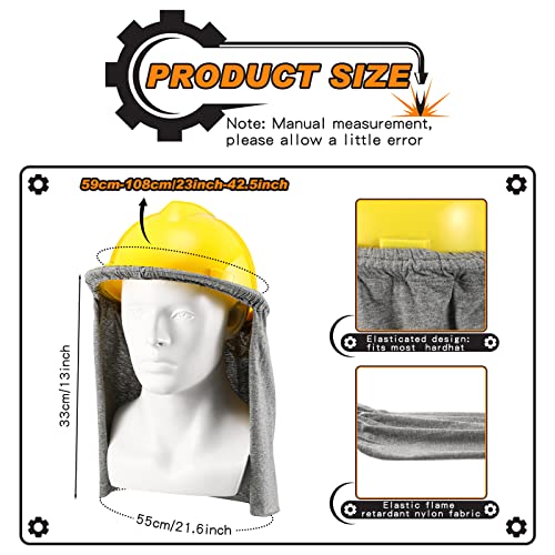 4 Pieces Fr Hard Hat Liner Cooling Flame Resistant Hard Hat Pad Neck Hard Hat Sun Shade Hard Hat Visor Full Brim Safety Sun Cover For Men Women Construction Welding, Light Gray, Hard Hat Not Included #TOP1