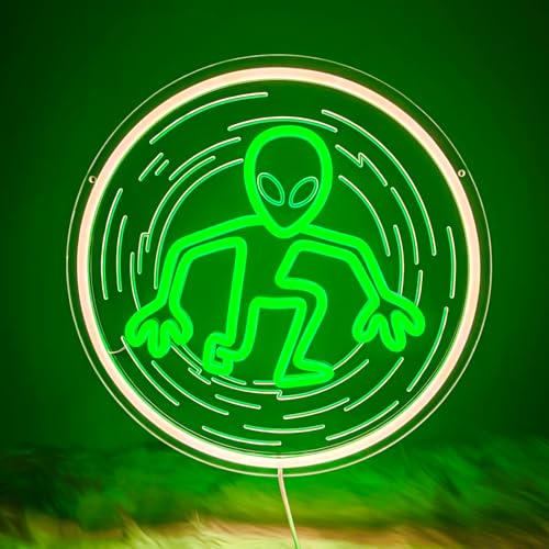 Image of Dimmable Alien UFO Neon Sign for Gaming Room & Man Cave, Sci-Fi Wall Art for Bedroom & Bar Decor, Cool Gifts for Men Who Love Space Exploration(Space Alive)