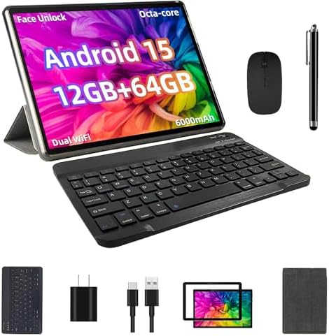 Android 15 Tablet, 12GB+64GB+1TB Expand, 10 Tablet Productivity B...