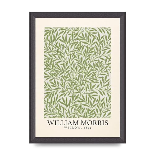 Lithobee - William Morris Willow 1874 - Printed Wall Art Design in Sizes A2, A3 & A4 Framed in a Stylish Quality Coloured Frame or Unframed (A4 Black Grain Frame)
