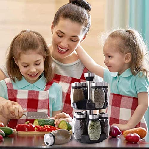 Revolving Spice Rack Organizer Countertop, Spinning Spice Storage Rack Tower Organizer with 12 Empty Jars, Rotating Spice Holder Shelf Seasoning Rack Shelf, Spice Seasoning Bottle Organizer - Image 6