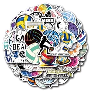 55 calcomanías de voleibol para niños y adultos, divertidas calcomanías de voleibol para botella de agua, calcomanías deportivas impermeables de vinilo para laptop, álbum de recortes, equipaje