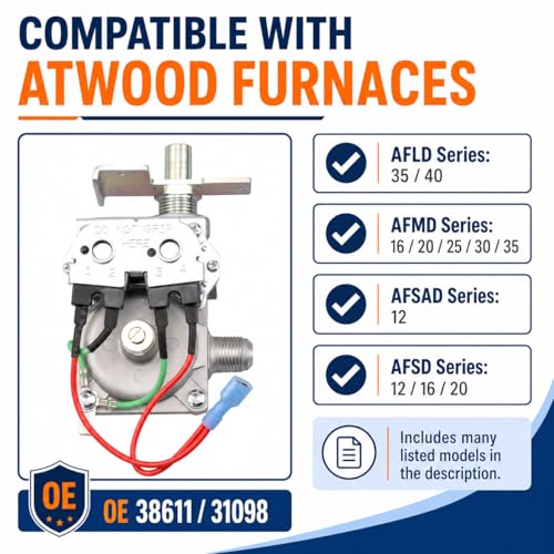 Image of AITKEN 31098 RV Furnace Gas Valve Kit for Atwood & Dometic | Fits Atwood & Dometic Furnaces; Replaces 31098 /38611