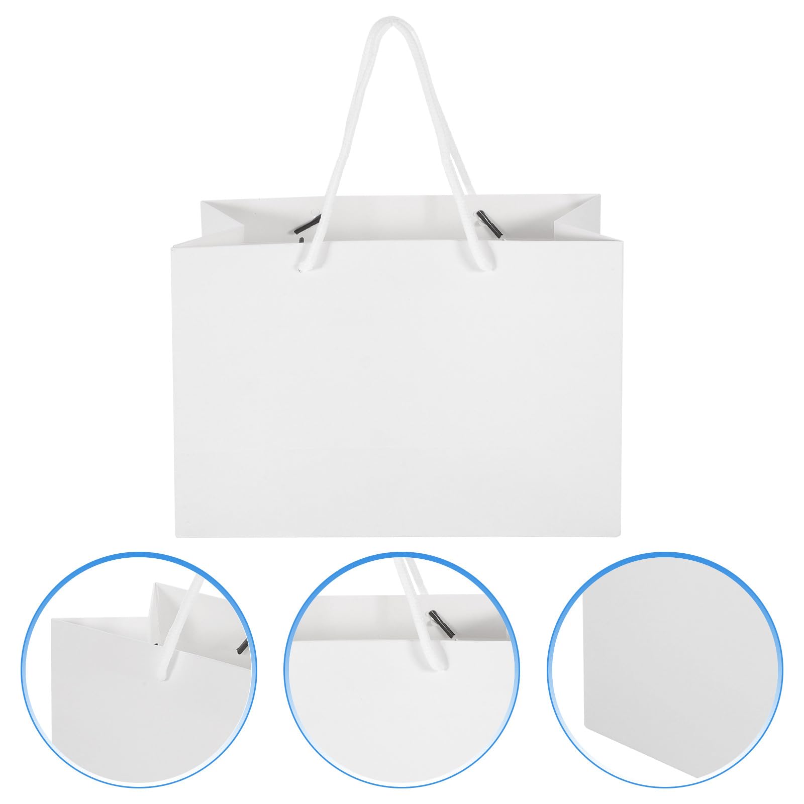 Housoutil 20 Bolsas de Papel para Dulces con Asas Tamaño 24x17x10 Cm Color Blanco Paquete de 20 Unidades Bolsas de Regalos para Cumpleaños y Fiestas para Golosinas y Detalles