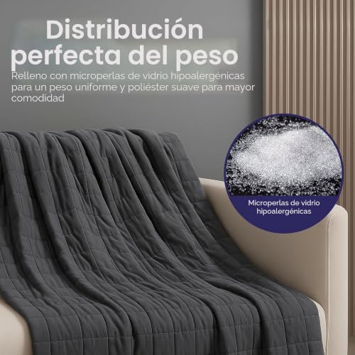Miniatura 4 de Comfeur Manta Con Peso 150 X 210 Cm, 7 Kg, Manta Terapéutica Y Manta Pesada Para Dormir, Edredón Para Dormir Profundo Y Mejor Descanso, Manta Pesada De 100 Oeko-Tex