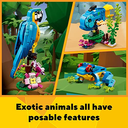 LEGO Creator 3 in 1 Exotic Parrot to Frog to Fish Animal Figures Building Toy, Creative Toys for Kids Aged 7 and up 31136 - Image 4
