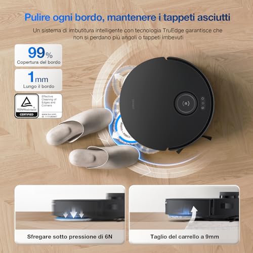 ECOVACS T30S COMBO COMPLETE Robot Aspirapolvere Lavapavimenti con Stazione Tutto-in-Uno, Moci Estensibili TrueEdge, 11000Pa, Tecnologia ZeroTangle, Lavaggio con Acqua Calda a 70℃, Sollevamento Moci - Immagine 3