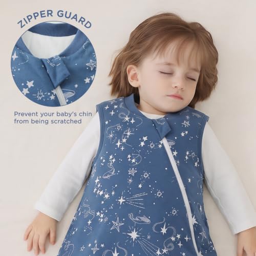 Image of Duomiaomiao 2.5 TOG Toddler Sleep Bag 6-12 Months 100% Cotton Winter Side Open Zipper Baby Sleep Sack with Feet, Warm Toddler Wearable Blanket