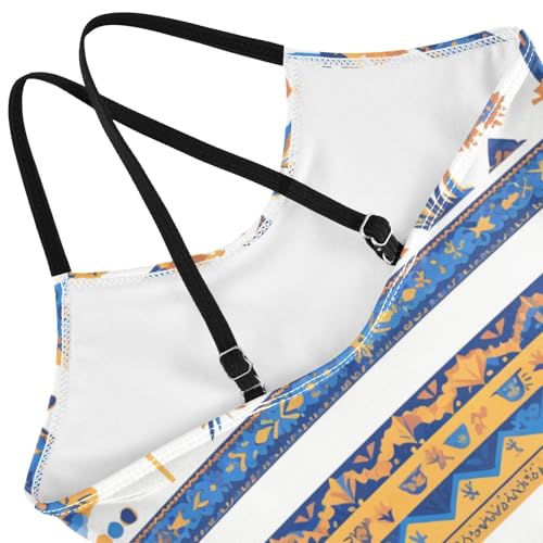 KLL Vector Illustration Ukrainian Folk Pattern Girl 1 Piece Swimsuits Summer Swimwear Adjustable Shoulder Strap UPF 50+4