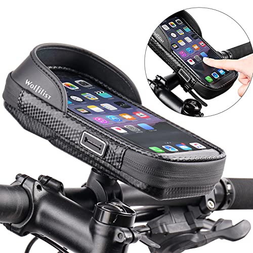 WOLFILIST Handyhalterung Fahrrad wasserdicht Fahrradlenkertaschen Motorrad Lenkertasche Handyhalter Fahrradtasche Rahmentasche Fahrrad Handy Halterung lenkertasche für 5.5-7 Zoll Smartphone