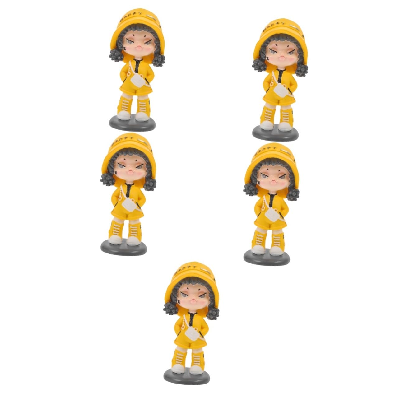 Abaodam 5 Piezas Muñeco Cabezón Muñeca De Juguete Decoración De Pastel De Muñeca Decoraciones del Tablero del Auto Lindos Accesorios para El Tablero del Automóvil Yellow Resina