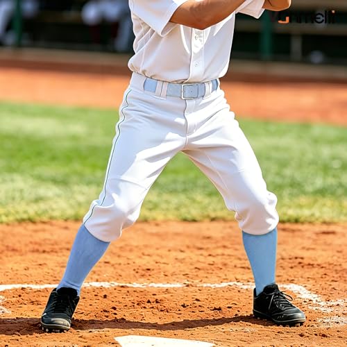 Image of VONMELLI Youth Baseball Belt and Socks Combo, Elastic Softball Belts and Socks for Boys and Adult (2 Pairs of Socks & 1 Belt)