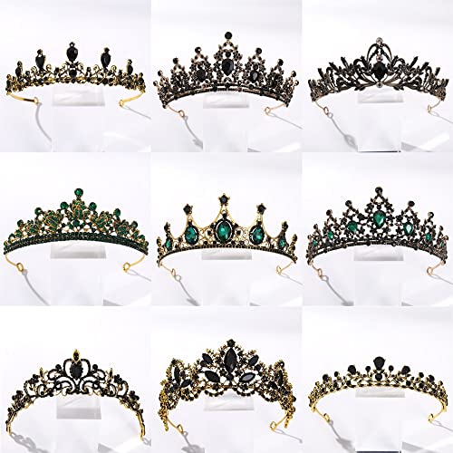 Crown tiaras for women vintage corona negra de novia con cristales barrocos 2