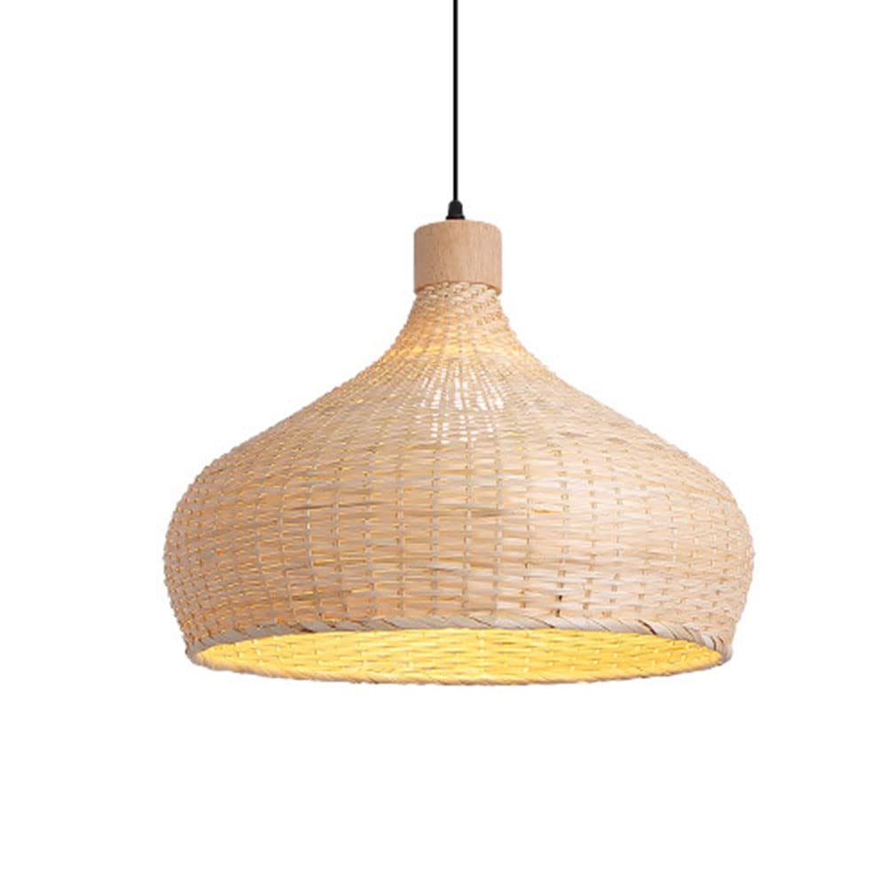 LYMSXAZOU Middle Century Pendant Lights Bamboo Hanging Lamp Adjustable Rattan Chandelier Natural Wicker Lighting Pendants Fixture With Woven Shape For Teahouse Dining Room