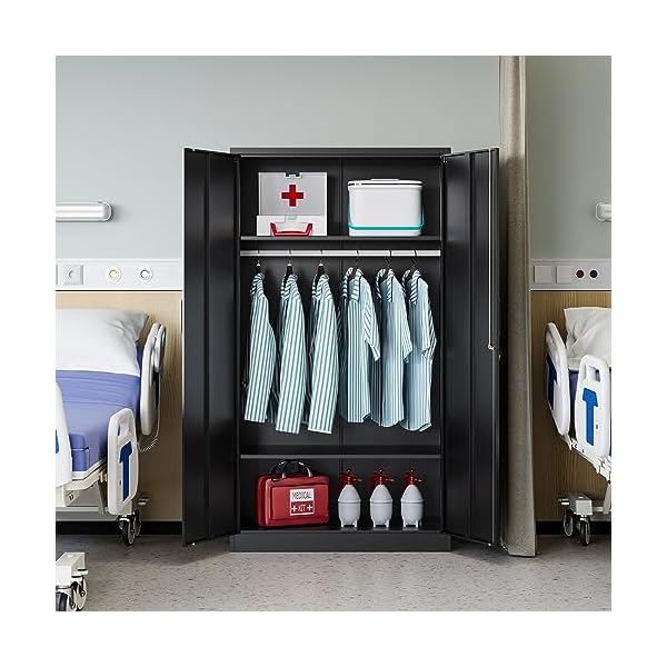   Letaya-Metal-Wardrobe-Cabinets-with-LockClothing-Locker-72-X-36-X-18-Storage-Cabinets-for-Home-RoomFire-Department-School-EmployeeGymGovernment-Black