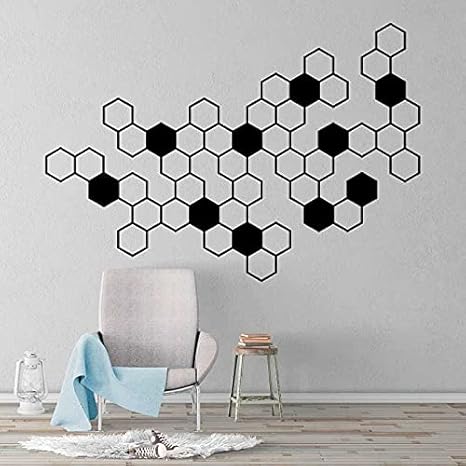 Etiqueta de la pared Gráfico Geométrico Panal Etiqueta de la pared Arte Decoración para el hogar Oficina Escuela Mente Tecnología Moda Mural A7 azul cielo 61x42cm