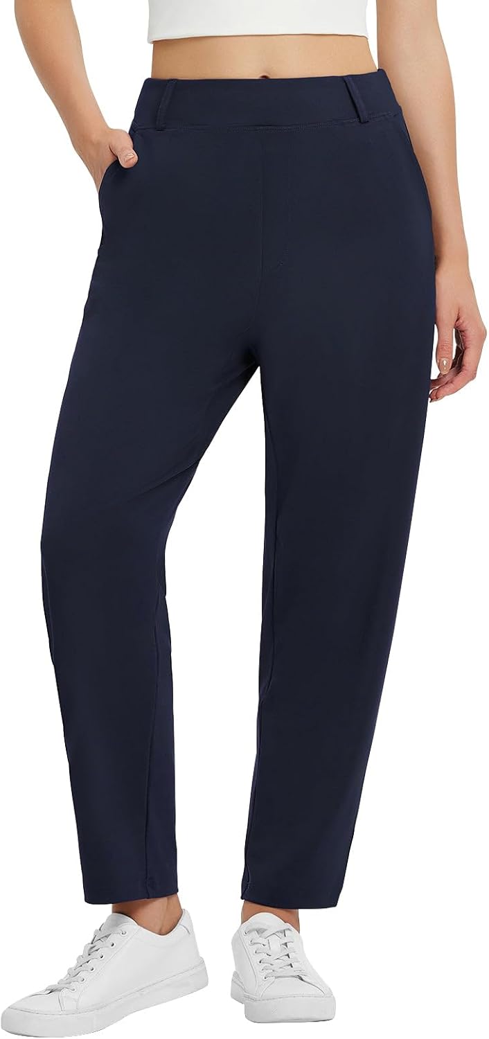 baleaf Womens Ankle Barrel Pants Stretch Travel Pants Petite Work Pants Casual Slacks with Pockets
