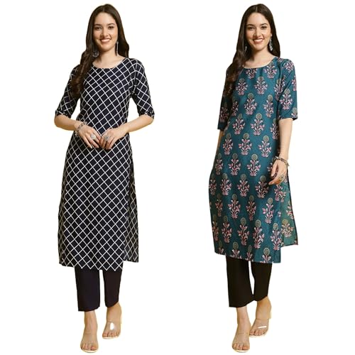 Image of Tee Projekt Straight Kurta & Pant for Women Ethnic Kurta Set for Women (Pack of 2)