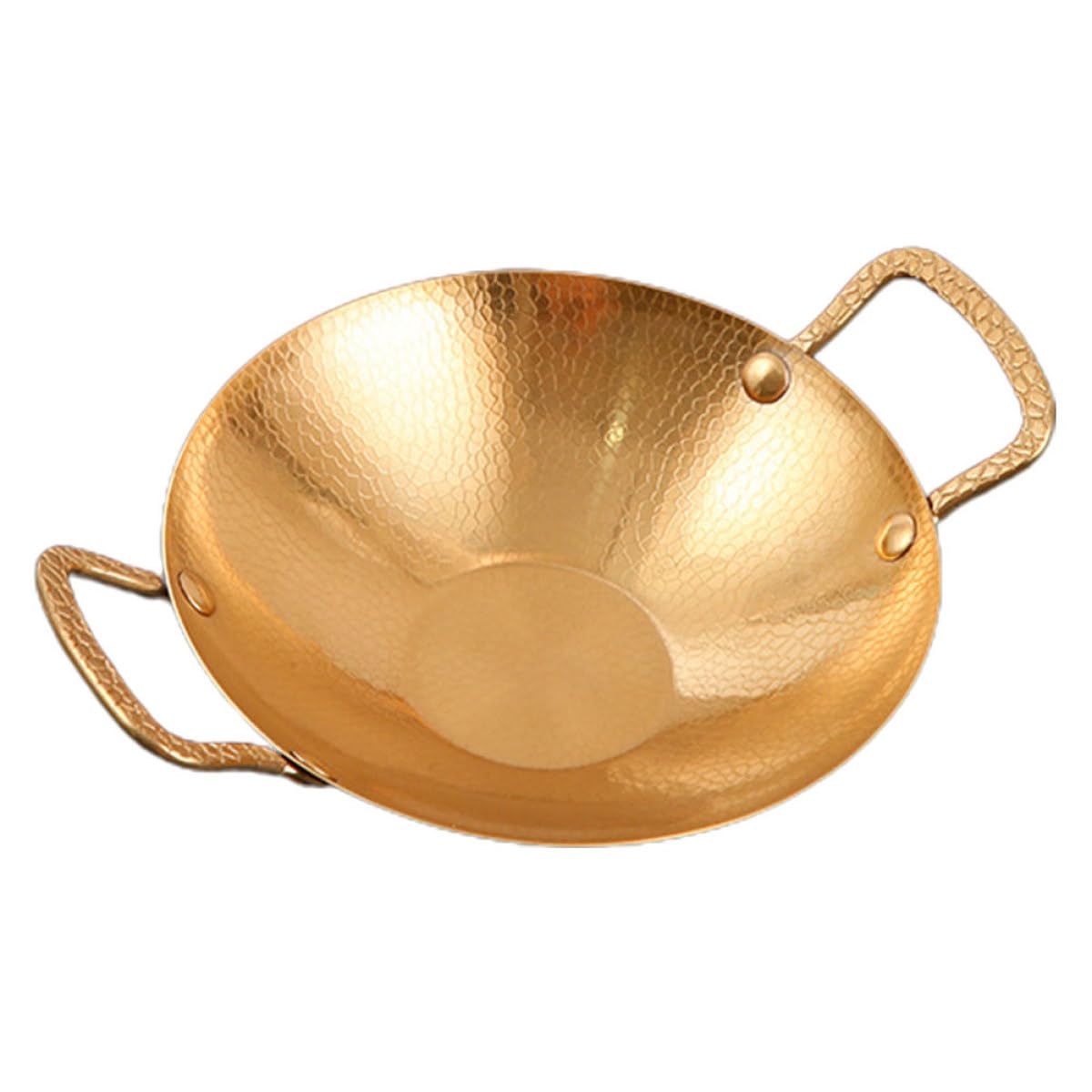 Wok acier inoxydable double poignée grande capacité pour la maison
