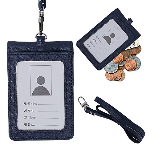 Leather Badge Holder,Credit Card Holder,2 Sided Wallet with 1 Id Window,3 Card Slot and Cash Holder with Button Closure.1 Piece 18
