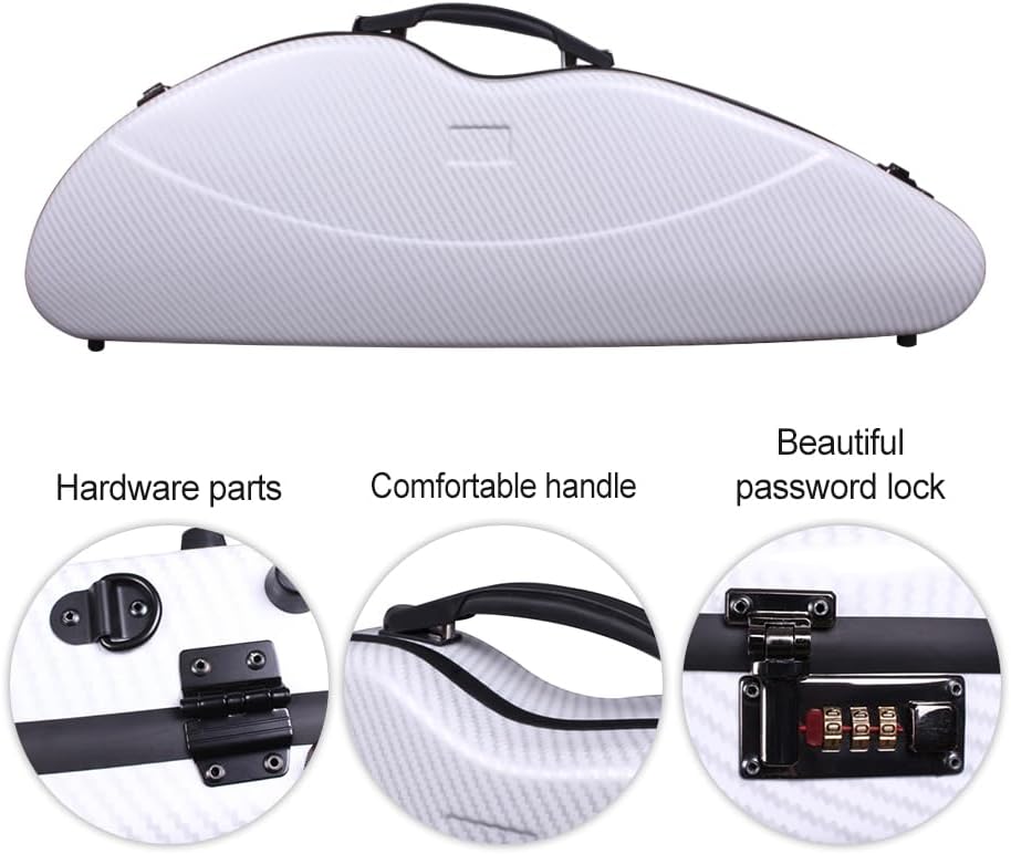 yinfente Violin Case 4/4 Full Size 1.9kg Carbon Fiber Half Round Shape Viloin Bag With Strap Combination Lock And Accessories Bag Grey