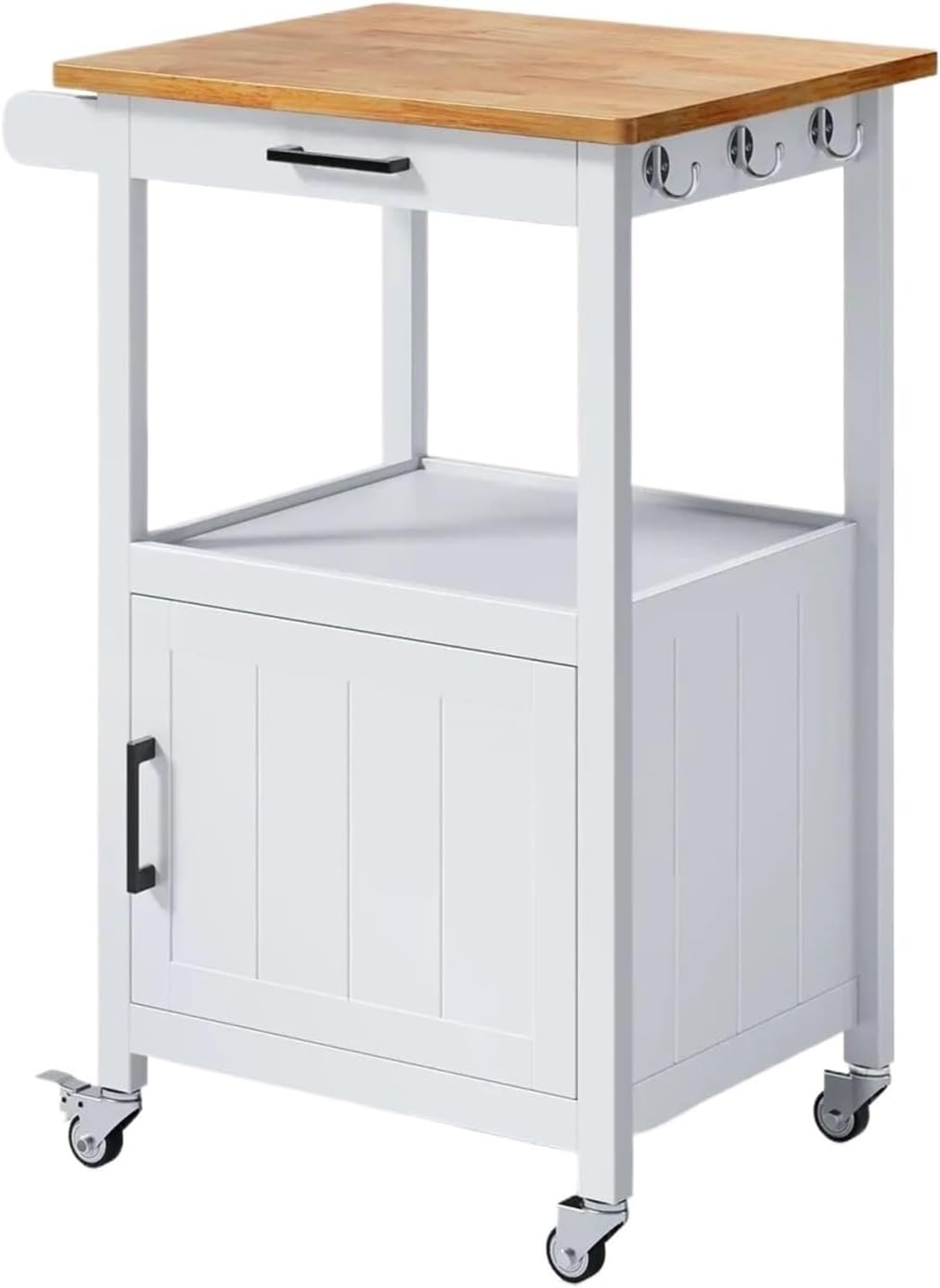 Storage Trolley Rolling Kitchen Island Cart with Drawer Storage On Wheels Small Home Coffee Bar Microwaves Stand Table/Cabinet an Shelving Organizer(White)